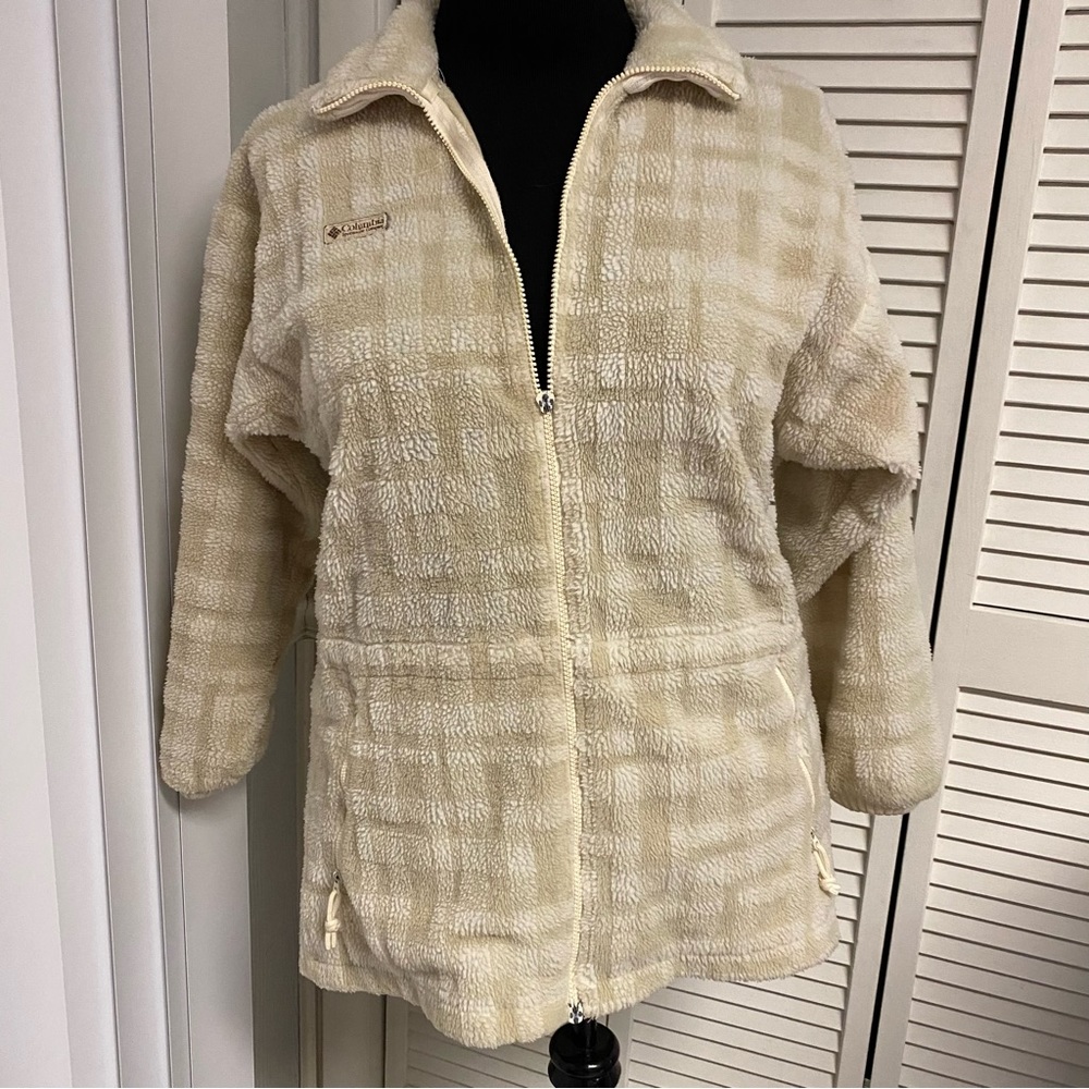 Columbia Vintage Plaid Sherpa Jacket-Drawstring Waist